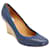 Zapatos de Salón Lanvin Wedge Alpargatas en Cuero Azul Marino  ref.530026