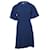 Sandro Yoko Vestido de crepe canelado em acetato azul Fibra de celulose  ref.530506