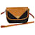 [Occasion] Yves Saint Laurent Logo YSL Garnitures Métalliques Cuir Vintage Sac à Bandoulière Pochette Sakosh Bicolore Noir Marron  ref.534225