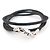 BRACCIALE NUOVO DODO POMELLATO NODO DBB9100 in argento 925 & PELLE NERA 14 cm argento Nero