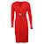 Michael Kors Butterfly Twist Dress with Chain Detail in Red Polyester   ref.535479