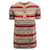 Chanel Colorful Striped Short Sleeve Top with Buttons Pink  ref.535542