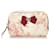 Gucci Red Flora Canvas Kosmetikbeutel Weiß Rot Leder Leinwand Kalbähnliches Kalb Tuch  ref.536241