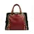 Just Cavalli Black Red Brown Leather Large Studded Top Handles Grab bag Handbag Dark red  ref.537183
