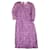 Dolce & Gabbana Dolce and Gabbana Robe en dentelle à manches trois-quarts en polyester violet  ref.538362