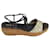 Sandalias de plataforma con purpurina y tira al tobillo de Miu Miu en cuero negro  ref.538383