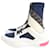 Fendi Fila centro de colaboração com zíper combinação de couro Zucca meias tênis / sapatos de corte alto 7 homens Azul escuro Lona  ref.538736