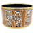 Hermès HERMES RUSSIAN ALPHABET XL CUFF BRACELET 15CM IN GOLDEN ENAMEL BANGLE Brown  ref.539449