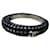 CHANEL Navy tweed and silver metal rigid bracelet Very good condition Cream Navy blue  ref.540076