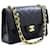 Chanel 2.55 Bolso de hombro pequeño con cadena y solapa forrada Piel de cordero negra Negro Cuero  ref.540704
