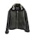 BALENCIAGA Shearling Bombadier Shirring logo color Chaqueta de cuero Mouton Negro  ref.545117