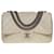 Borsa Chanel Timeless/Classique Jumbo Flap in pelle di agnello trapuntata color écru, Garniture en métal argenté Crudo  ref.545514
