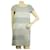 Sonia by Sonia Rykiel Blue Tone on Tone Stripes Cap Sleeves Mini vestido tamanho 36 Azul Algodão  ref.545596