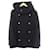 * Balmain BALMAIN Emblem Logo Button Manteau doublé à capuche P Coat Noir Noir Laine  ref.546079