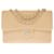 Beautiful Chanel Timeless/Classic medium flap bag handbag in beige jersey , Garniture en métal argenté Cloth  ref.546619