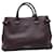 Burberry Dark Purple Grained Leather Tote with Checked Pattern on Sides  ref.547253