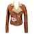 Roberto Cavalli 2003 chaqueta de cuero de pasarela en marrón con bordado de flores Castaño  ref.547794