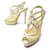 CHRISTIAN LOUBOUTIN SHOES SANDALS HEELS 36 GOLD LEATHER & CANVAS SHOES Golden  ref.549707