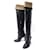 Hermès HERMES Thigh High Boots 38.5 BLACK LEATHER BOOTS SHOES  ref.549788