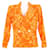 Yves Saint Laurent lined breasted blazer Orange Cotton  ref.550593