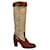 Barbara Bui leather and linen riding boots Brown Beige  ref.550636