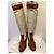 Botas de montar Barbara Bui de piel y lino Castaño Beige - vista 3