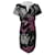 Hugo Boss Boss robe mi-longue fleurie métallisée Coton Polyester Noir Argenté Violet  ref.551455