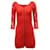 Diane Von Furstenberg Mini Robe Zippée Devant en Polyester Rouge et Dentelle  ref.553404