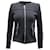 Iro Knit Jacket with Leather Trim in Black Cotton  ref.553685