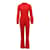 Valentino Macacão manga longa Flare Leg em seda vermelha Vermelho  ref.553875