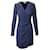 Vestido cruzado de manga larga con cuello en V de Maje Renie en viscosa azul marino Fibra de celulosa  ref.553926