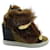 Giuseppe Zanotti Lorenz Fur High Top Wedge Sneakers aus braunem Wildleder Beige Schweden  ref.553945