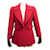 CHANEL JACKET BLAZER BUTTON LOGO CC M 40 RED WOOL JACKET VEST  ref.555323