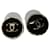Chanel Brincos de botão Channel CC em metal preto  ref.557612