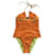 Fendi Neon Orange One Piece Swimsuit Elastane Polyamide  ref.561116