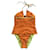 Maillot de bain une pièce Fendi orange fluo Elasthane Polyamide  ref.561116