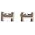 Boutons de manchette Hermès Silver Satin doublés H Logo Métal Argenté  ref.562078