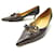 Hermès HERMES SAPATOS BOMBAS GILLIE KITTEN 37.5 sapatos de couro marrom  ref.562207