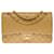 The coveted Chanel Timeless Medium bag 25 cm with lined flap in beige leather, garniture en métal doré  ref.563068