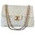 Timeless Chanel maxi logo flap White Lambskin  ref.565679