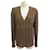 Hermès NEW HERMES V-NECK TOP 38 M IN BROWN COTTON NEW BROWN COTTON SWEATER TOP  ref.566293