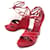 YVES SAINT LAURENT SHOES 6560 WEDGE SANDALS WITH STRAPS 37 Leather Red  ref.566310