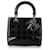 Bolso de mano Dior de charol Lady Dior negro con puntada Cannage Cuero  ref.567563