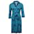 Diane Von Furstenberg Wickelkleid mit Kragen aus blauer Seide  ref.567676