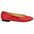 Ballerine Chanel CC Cap Toe in pelle verniciata rosso chiaro  ref.567759
