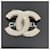 Chanel Large White Enamel CC Logo Gold Tone Metal Brooch Pin  ref.568268
