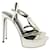 Saint Laurent Perla bianca e catena Alice 105 sandali Bianco Silver hardware Pelle  ref.569178