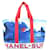 Chanel Bolsa Tote XL Azul x Vermelho Wave Surf Beach  ref.569918