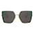 Óculos de sol Gucci com armação quadrada de metal Dourado Metálico  ref.570122
