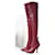 Bota estilo calcetín de punto alto hasta el muslo de cuero rojo Rockoko de Fendi Burdeos  ref.853984